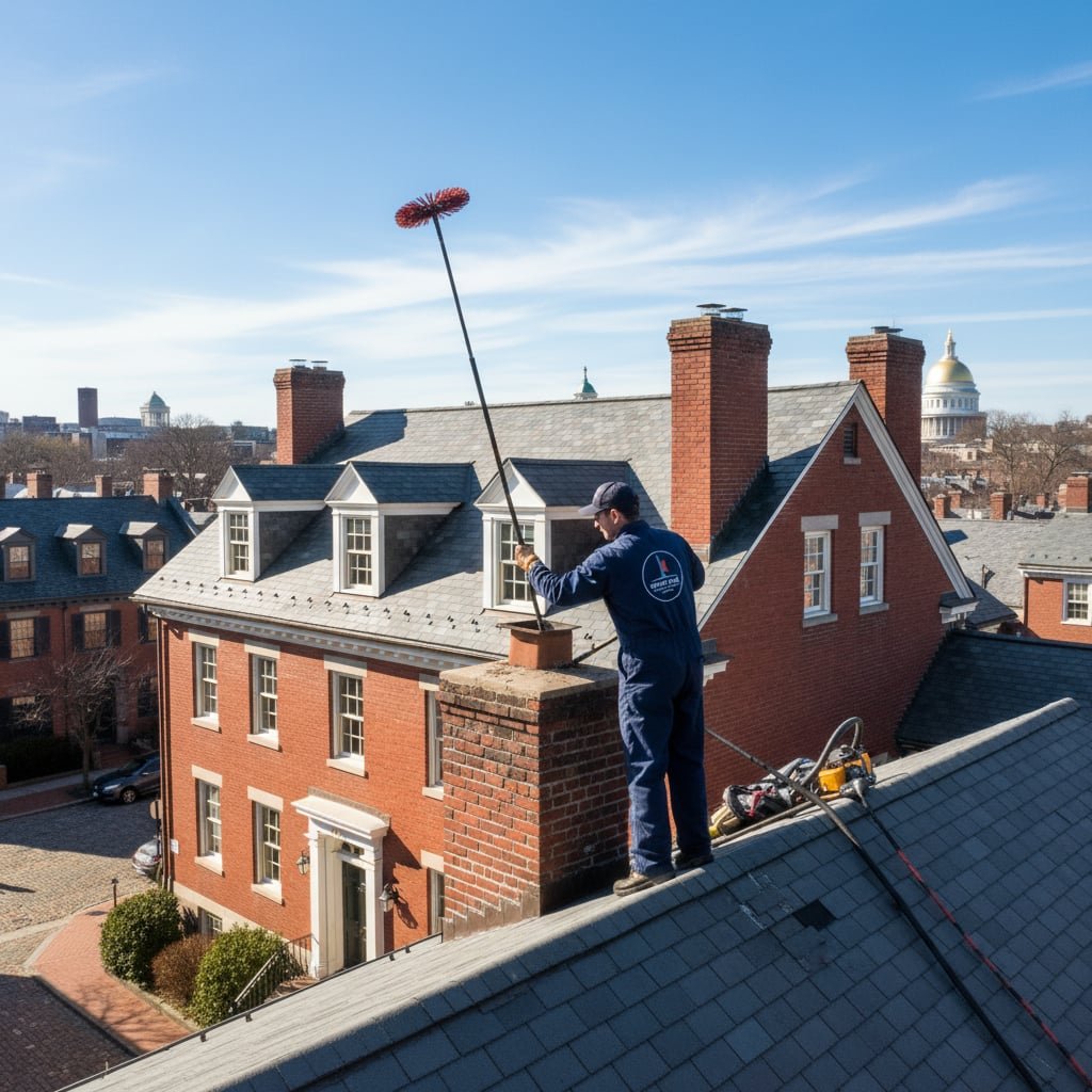 Rapid Flue Chimney Sweep team working on chimney
